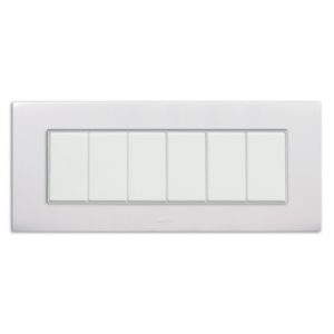 Plaque Duplex_45 Rectangulaire Blanc 6 Modules