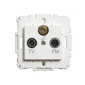Prise Combinée TV/FM/SAT 2 Modules Avec Monture Blanc