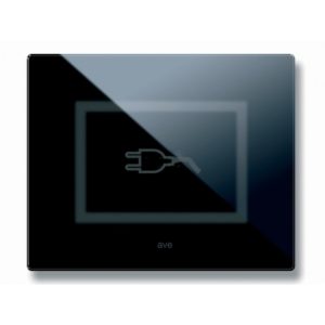 Plaque Vera_44 Touch Rectangulaire Noir Absolu Pour Prise Coulissante avec Symbole Prise