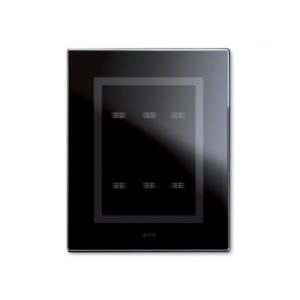 Plaque Vera_44 Touch Rectangulaire Noir Absolu 3+3 Commandes