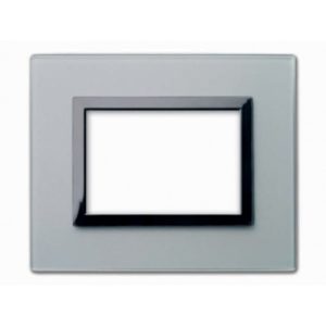 Plaque Vera_44 Rectangulaire En Verre Gris Opaque 3 Modules