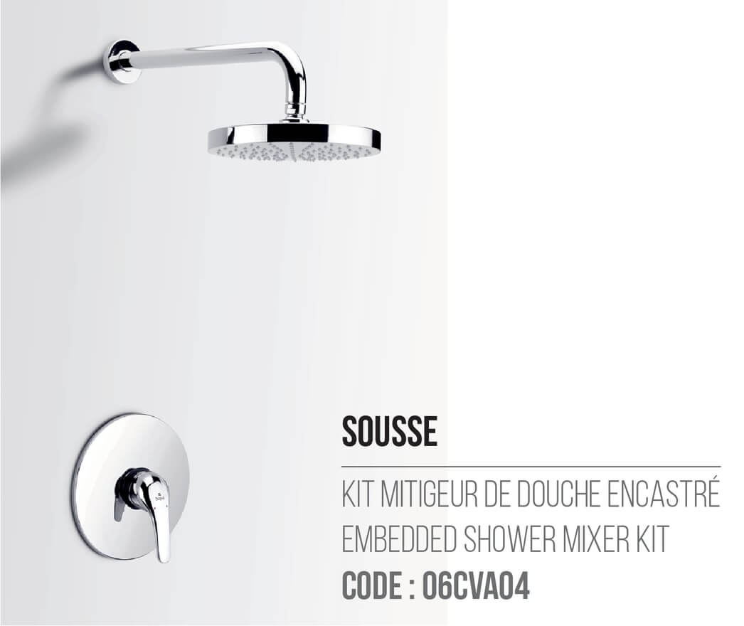 Kit mitigeur de bain-douche encastré 3 sorties - Tradecosud